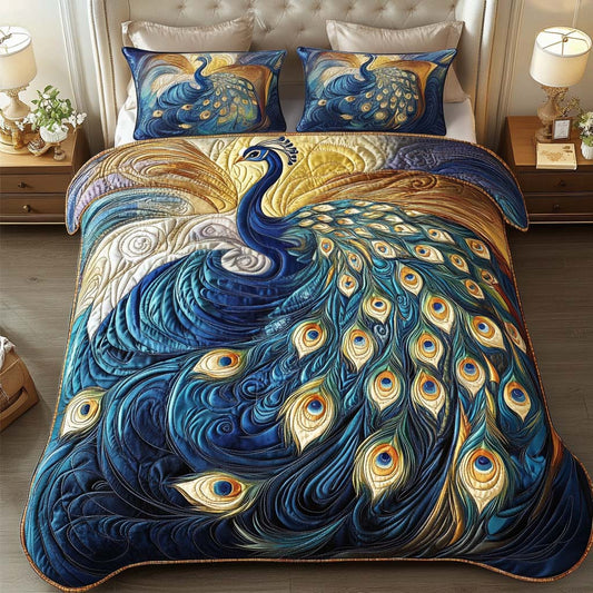 Royal Blue Radiance 3-Piece Quilted Bedding Set NCU0NT2374