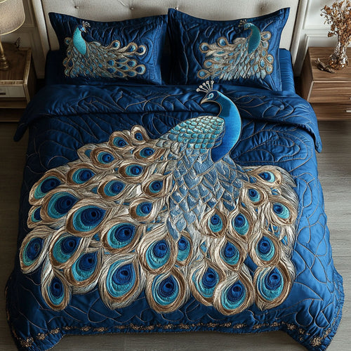 Royal Blue Splendor 3-Piece Quilted Bedding Set NCU0NT4878