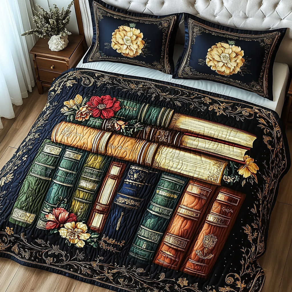 Royal Book Chamber 3-Piece Quilted Bedding Set NCU0NT4869