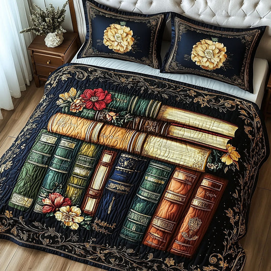 Royal Book Chamber 3-Piece Quilted Bedding Set NCU0NT4869