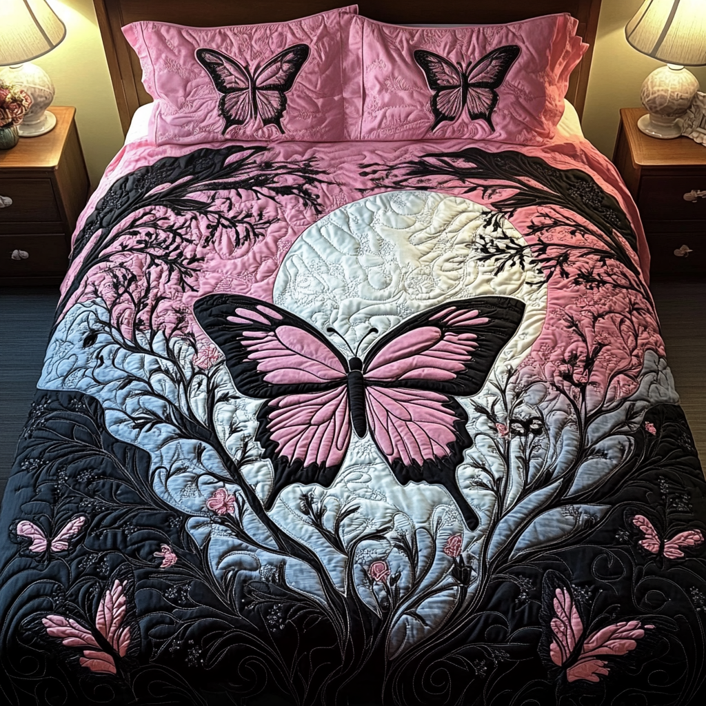 Royal Butterfly 3-Piece Quilted Bedding Set NCU0VH2211