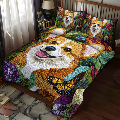 Royal Corgi Charm 3-Piece Quilted Bedding Set NCU0PT851