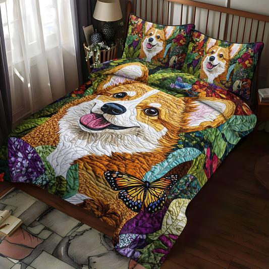 Royal Corgi Charm 3-Piece Quilted Bedding Set NCU0PT851