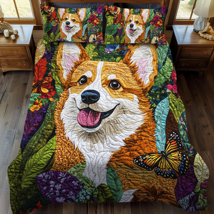 Royal Corgi Charm 3-Piece Quilted Bedding Set NCU0PT851