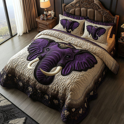 Royal Elephant Embrace 3-Piece Quilted Bedding Set NCU0PT4123