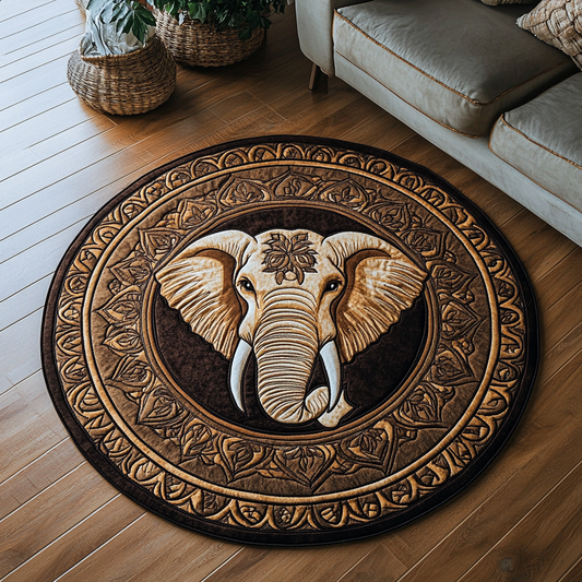 Royal Elephant Quilted Round Mat NCU0DK9648