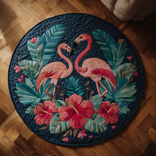Royal Flamingo Duo Quilted Round Mat NCU0HH433