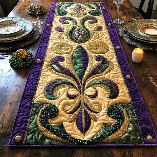 Royal Flourish Quilted Table Runner NCU0VH2602