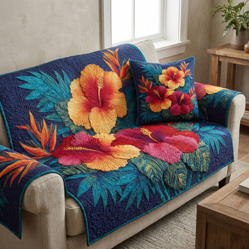 Royal Hibiscus Quilted Sofa Cover NCU0NT12339