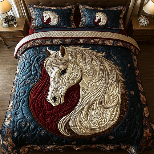 Royal Horse 3-Piece Quilted Bedding Set NCU0DK9105