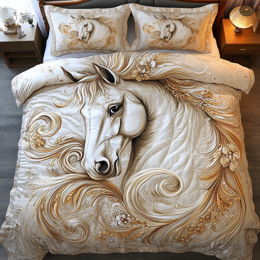 Royal Horse 3-Piece Quilted Bedding Set NCU0VH2856