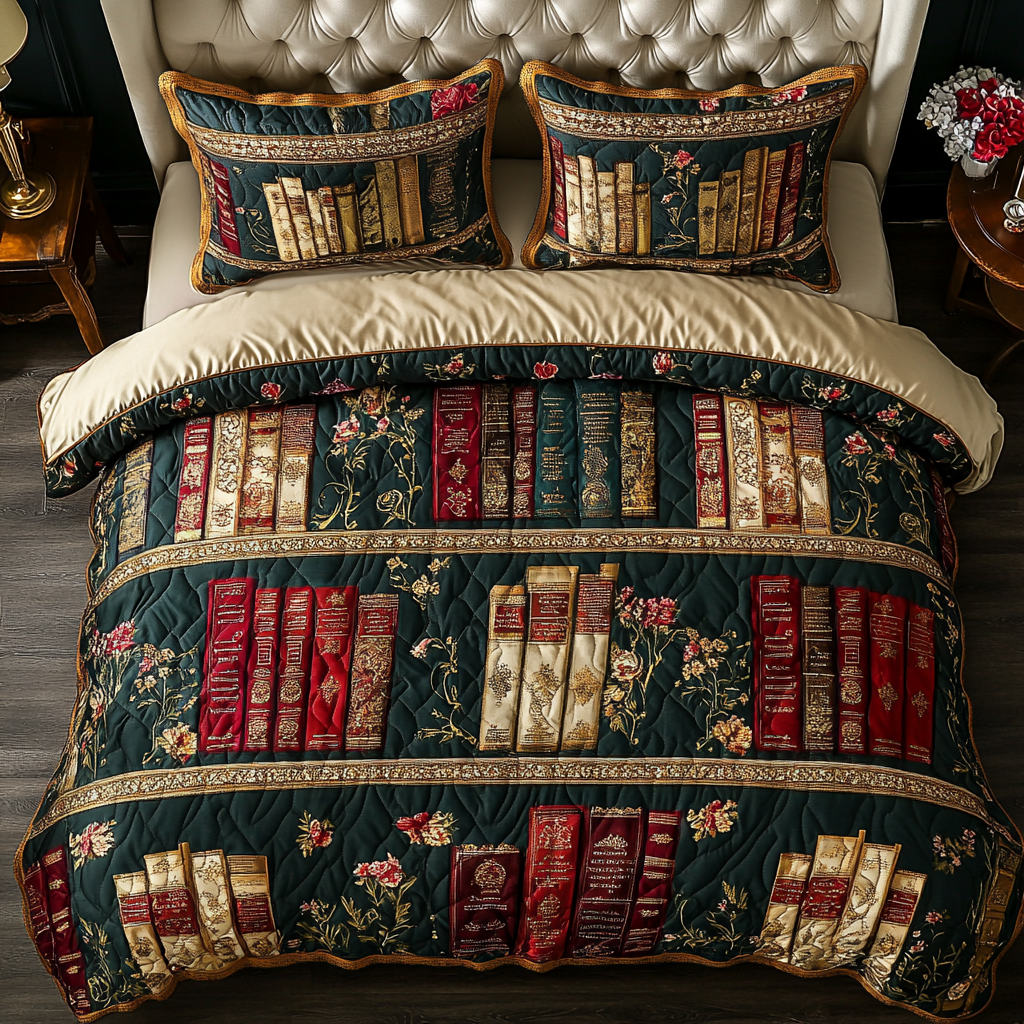 Royal Library 3-Piece Quilted Bedding Set NCU0VH3233