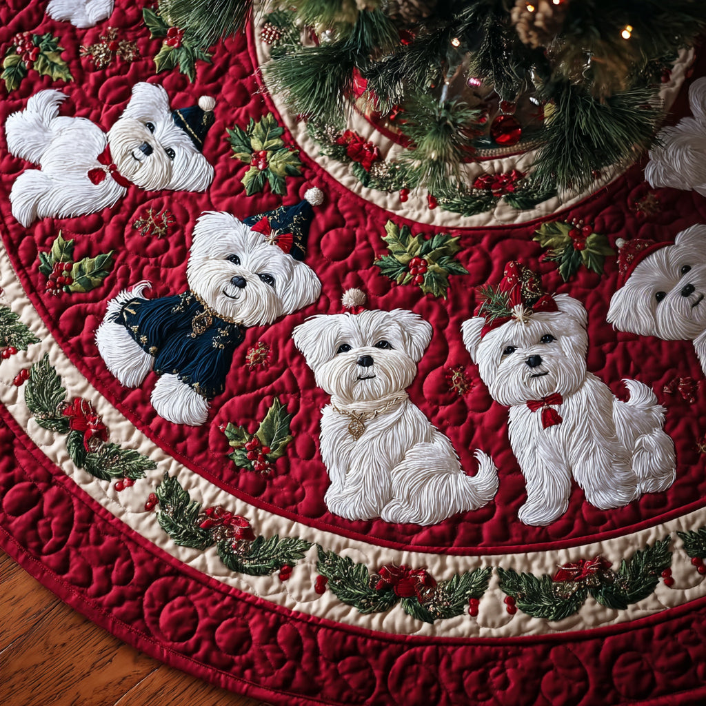 Royal Maltese Red Quilted Christmas Tree Skirt NCU0HH1015