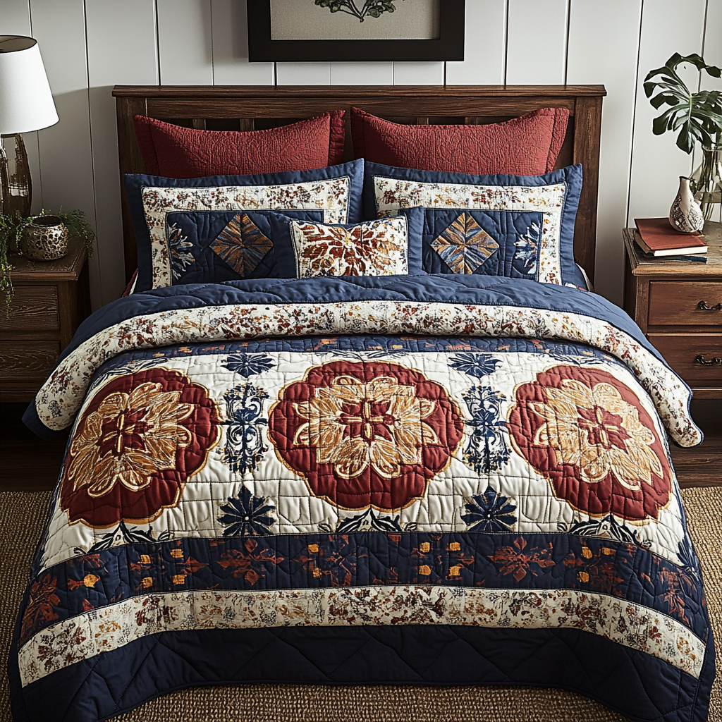 Royal Medallion Quilt 3-Piece Quilted Bedding Set NCU0VL1008 – Vantique