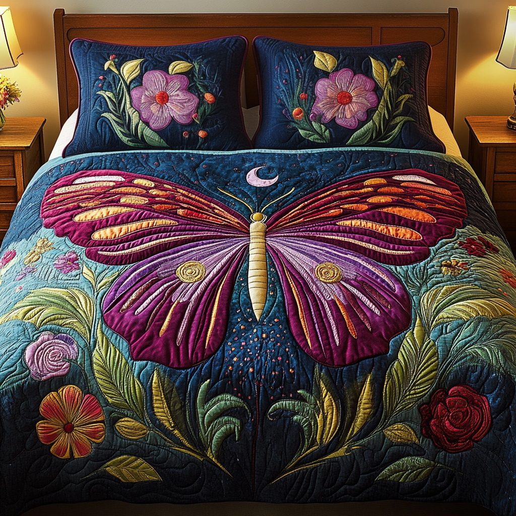 Butterfly Quilted Bedding Set NCU0VT108
