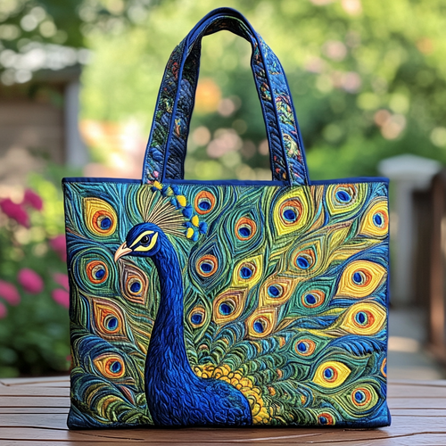 Royal Peacock Quilted Tote Bag NCU0DK8791