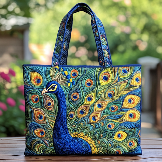 Royal Peacock Quilted Tote Bag NCU0DK8791