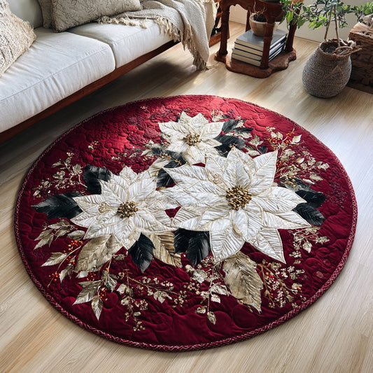 Royal Poinsettia Quilted Round Mat NCU0HH278