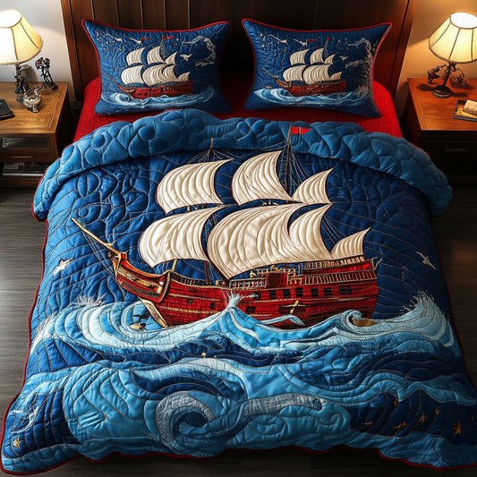 Royal Sailing 3-Piece Quilted Bedding Set NCU0NT5612