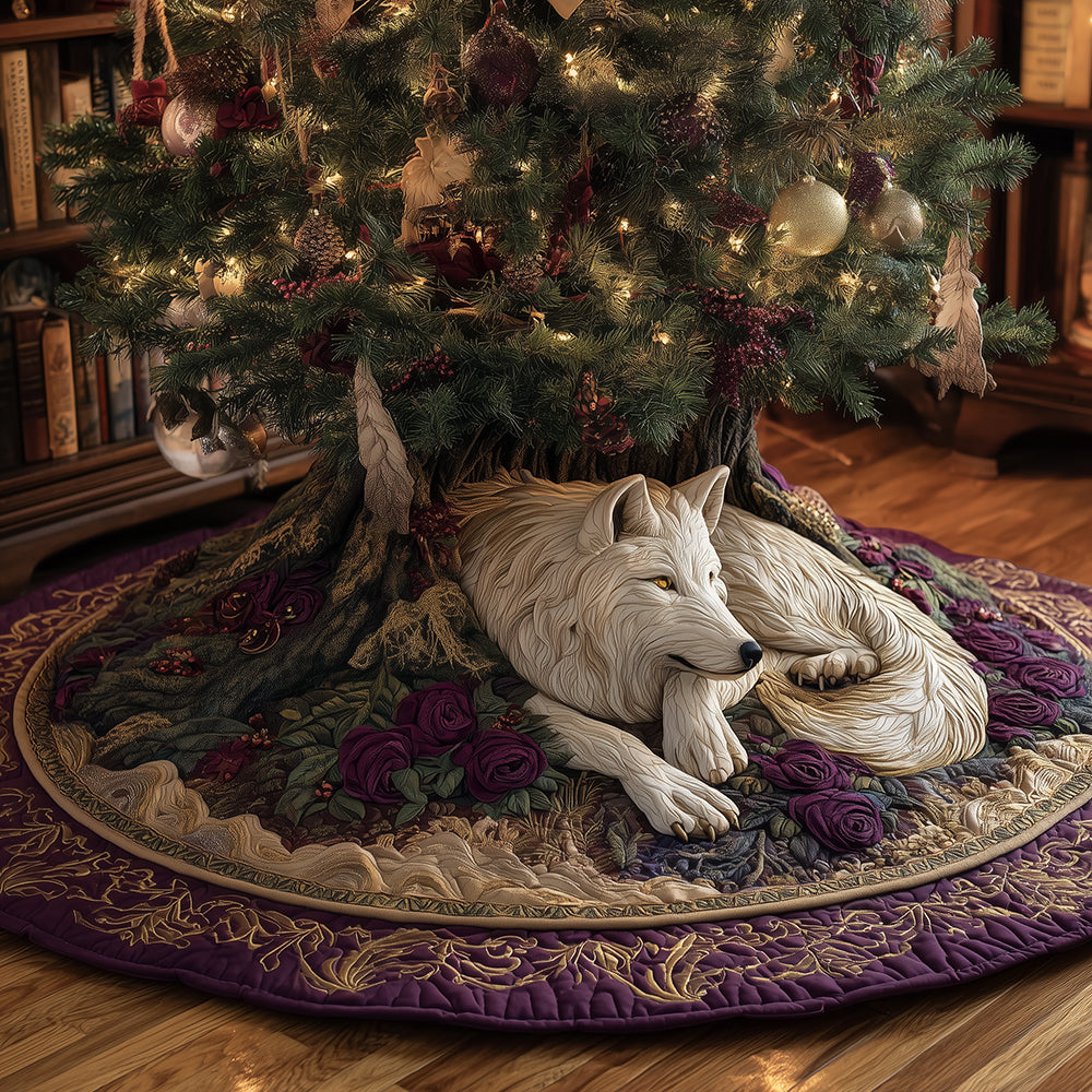 Royal Winter Wolf Christmas Quilted Tree Skirt NCU0TH3786