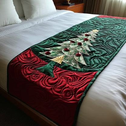 Ruby Christmas Tree Quilted Bed Runner NCU0HH369