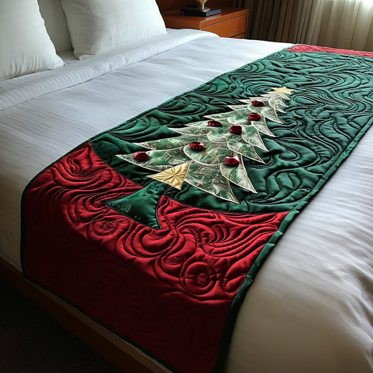 Ruby Christmas Tree Quilted Bed Runner NCU0HH369