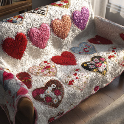Ruby Hearts Quilted Sofa Cover NCU0PT10832