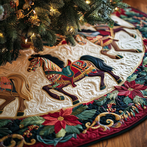 Ruby Merry Go Round Quilted Christmas Tree Skirt NCU0HH1166