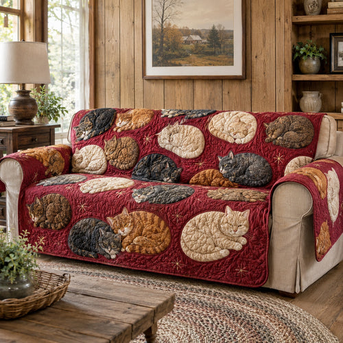 Ruby Starlit Meows Quilted Sofa Cover NCU0VL3907
