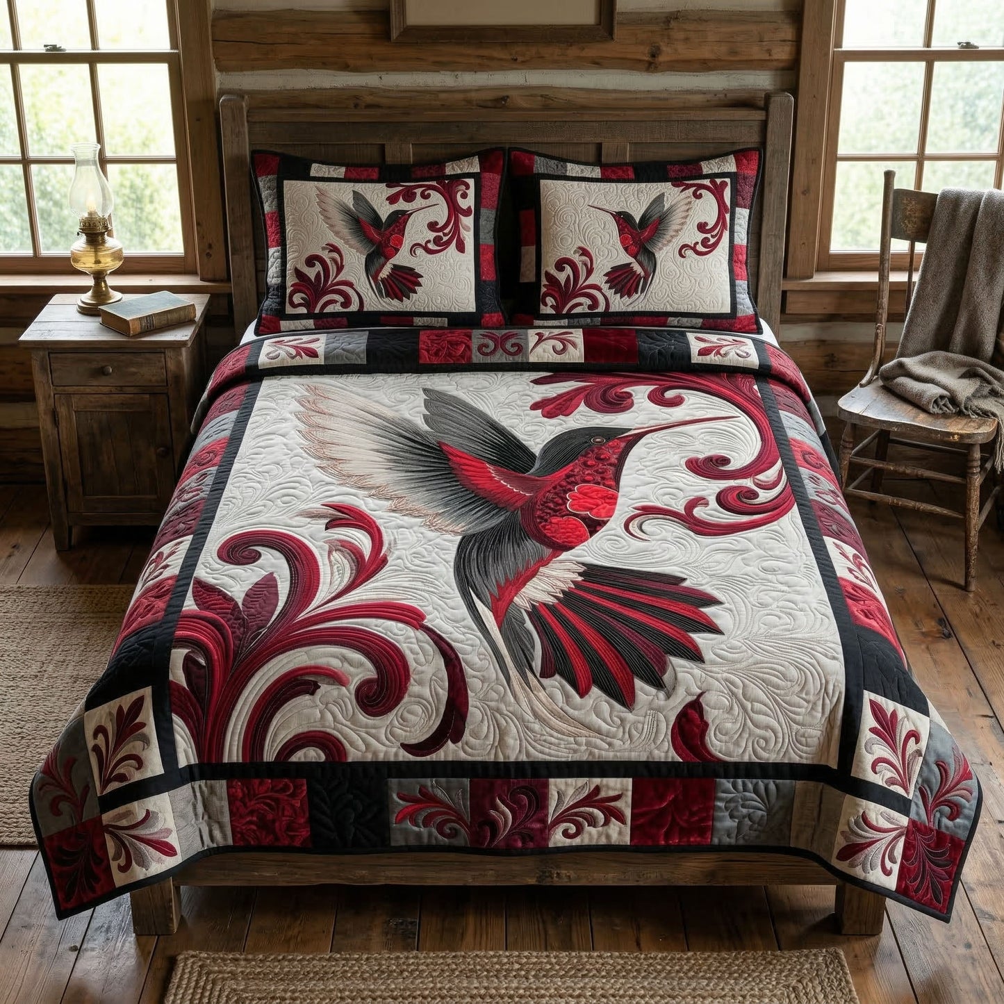 Ruby Wings 3-Piece Quilted Bedding Set NCU0NT12550