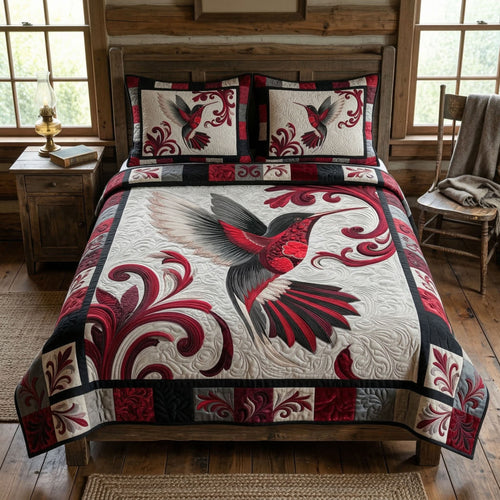 Ruby Wings 3-Piece Quilted Bedding Set NCU0NT12550