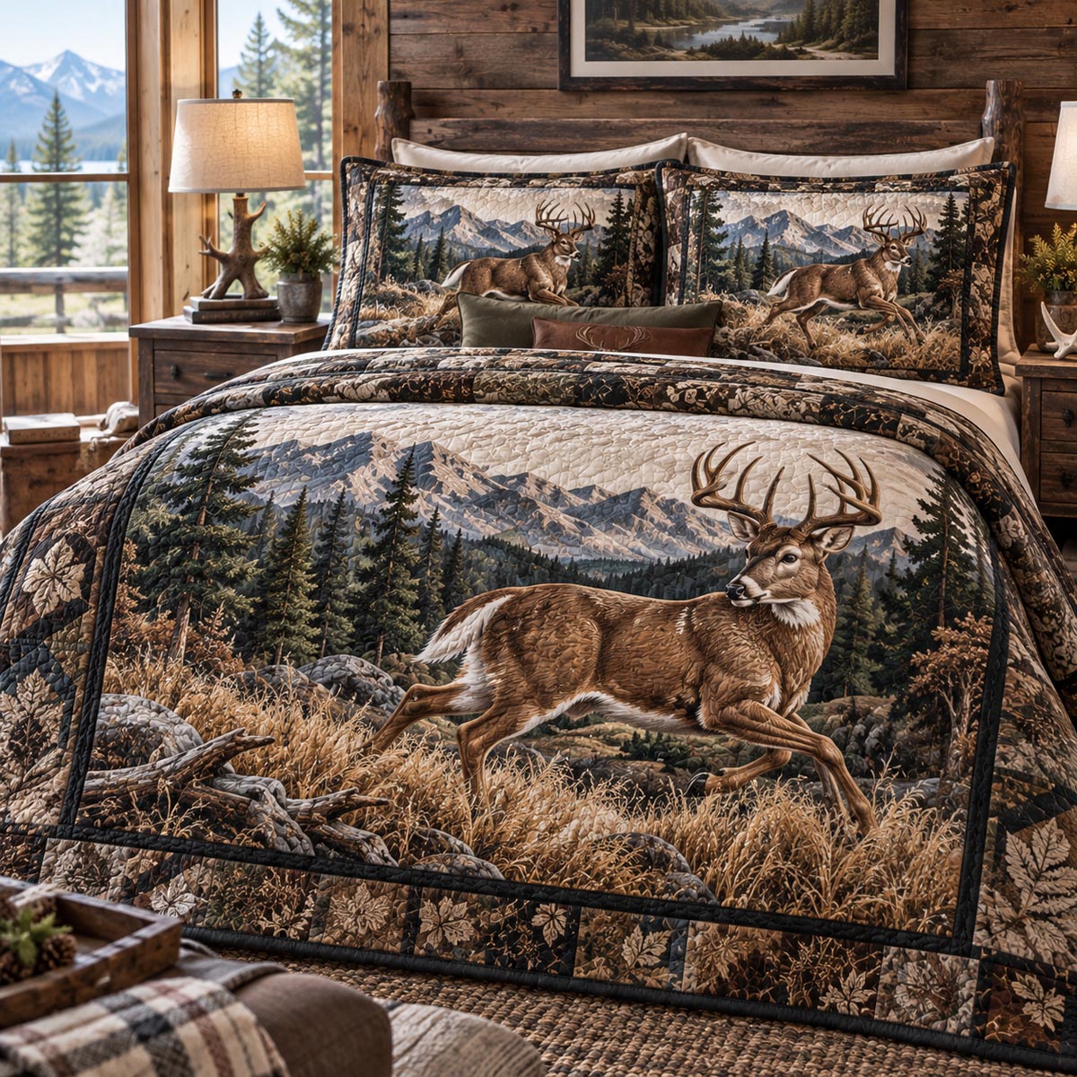 Running Buck Valley 3-Piece Quilted Bedding Set NCU0DV10486