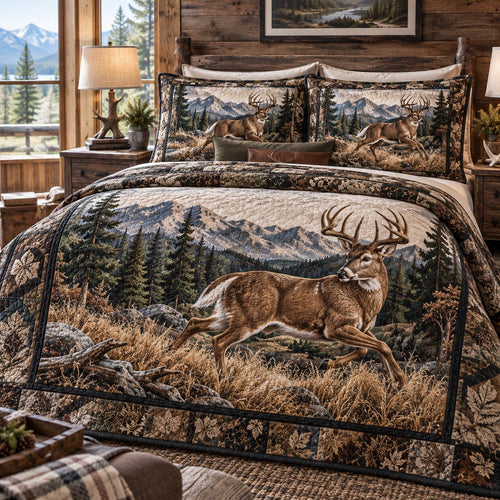 Running Buck Valley 3-Piece Quilted Bedding Set NCU0DV10486