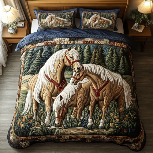 Running Horse 3-Piece Quilted Bedding Set NCU0DK8059