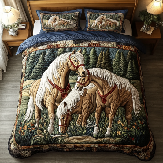 Running Horse 3-Piece Quilted Bedding Set NCU0DK8059
