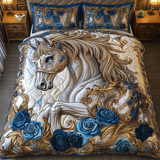 Running Horse 3-Piece Quilted Bedding Set NCU0DK8865