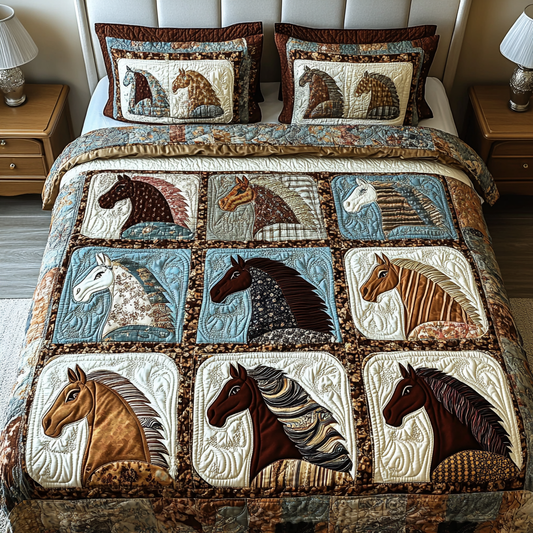 Running Stallion 3-Piece Quilted Bedding Set NCU0DK7302