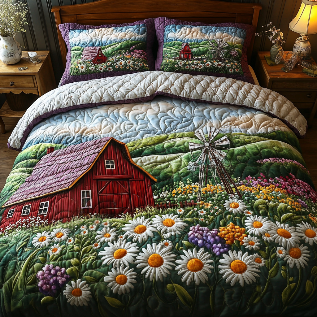 Rural Serenity 3-Piece Quilted Bedding Set NCU0DV4681