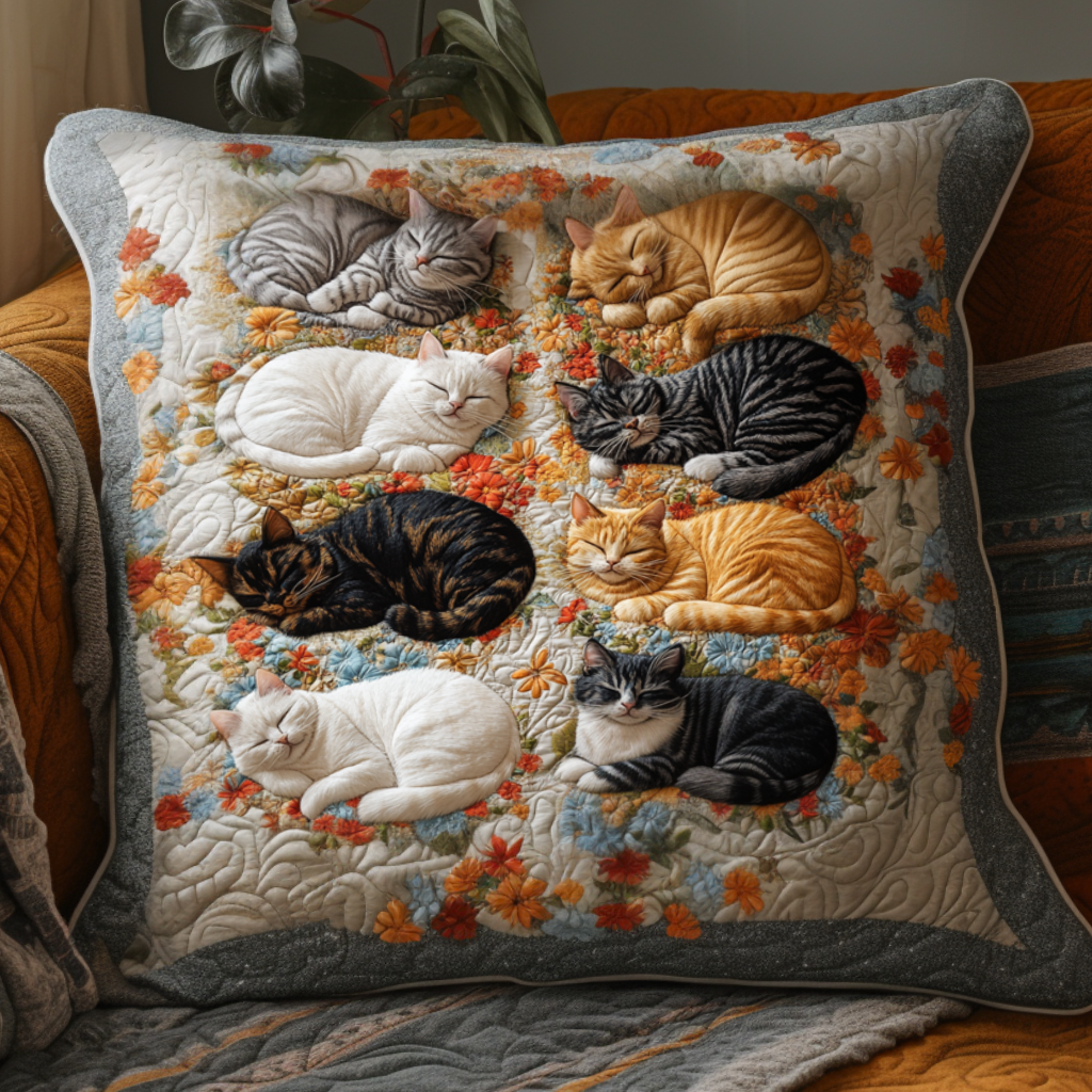 Rustic Cat Garden Quilted Pillow Case NCU0NT8869