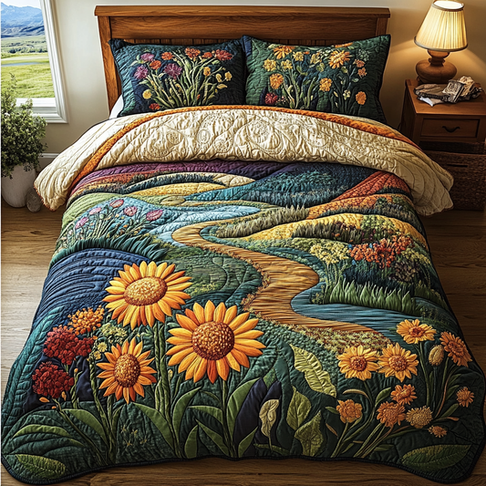 Rustic Sunflower 3-Piece Quilted Bedding Set NCU0DV3131