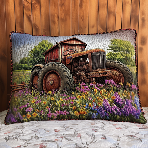 Rustic Tractor Quilted Bedding Pillow Case NCU0NT6373