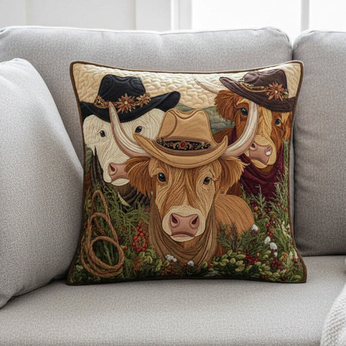 Rustic Trail Cow Quilted Pillow Case NCU0NT11634