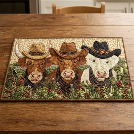 Rustic Trail Cow Quilted Placemat NCU0NT11634