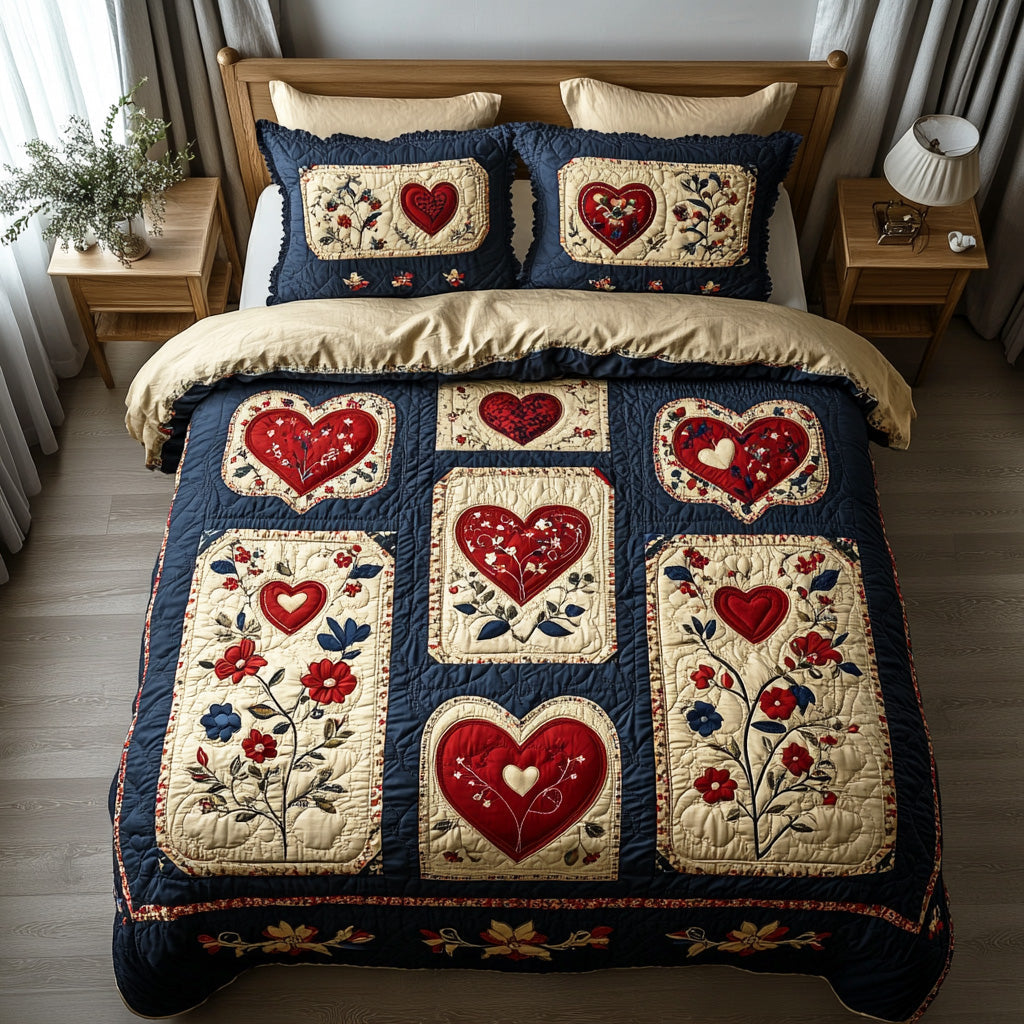 Rustic Amour 3-Piece Quilted Bedding Set NCU0TD2057