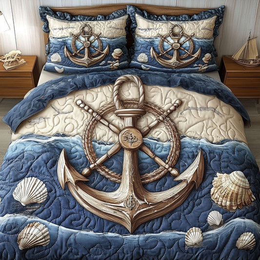 Rustic Anchor 3-Piece Quilted Bedding Set NCU0NT4831