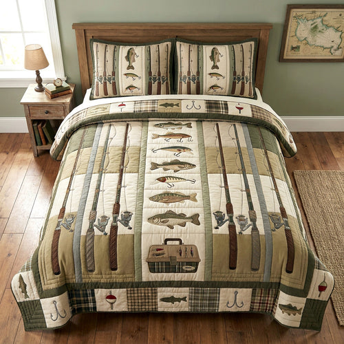Rustic Angler 3-Piece Quilted Bedding Set NCU0TV1919