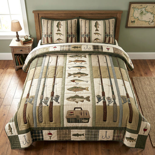 Rustic Angler 3-Piece Quilted Bedding Set NCU0TV1919