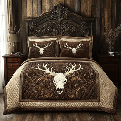 Rustic Antler Crest 3-Piece Quilted Bedding Set NCU0NT12001