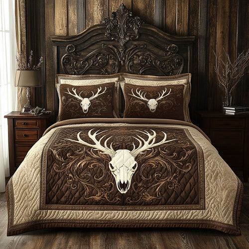 Rustic Antler Crest 3-Piece Quilted Bedding Set NCU0NT12001