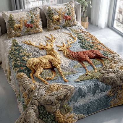 Rustic Antlers 3-Piece Quilted Bedding Set NCU0TD2026